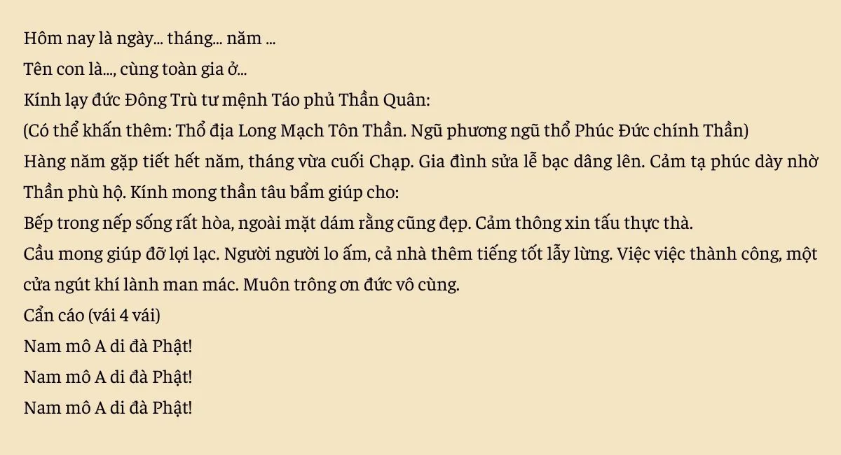 Mẫu văn khấn ông Công ông Táo chính xác nhất theo chuyên gia phong thủy