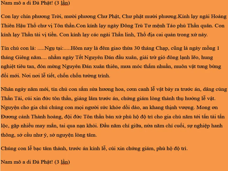 Văn khấn giao thừa cầu năm mới Giáp Thìn bình an, may mắn